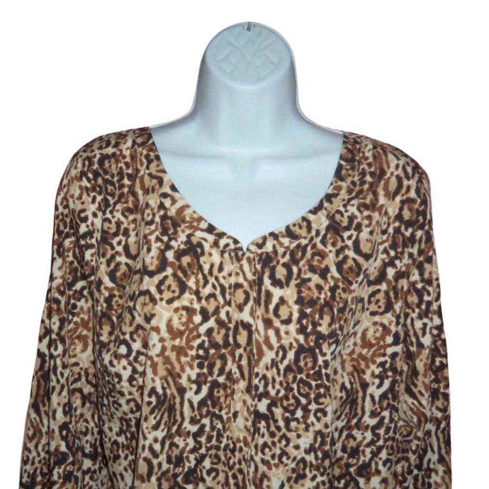 Merona Animal Print 3/4 Button Down Long Sleeve Blouse Top - Large - Picture 2 of 8